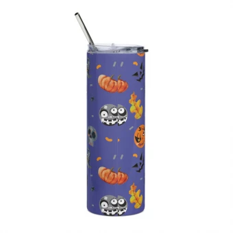 Spooky Purple Pumpkin Stainless Steel Tumbler