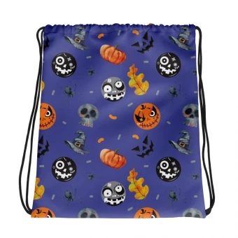 Purple Pumpkin Drawstring Bag