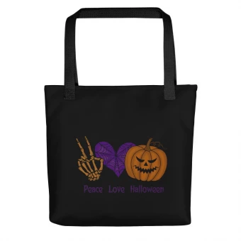 Peace Love Halloween Tote Bag