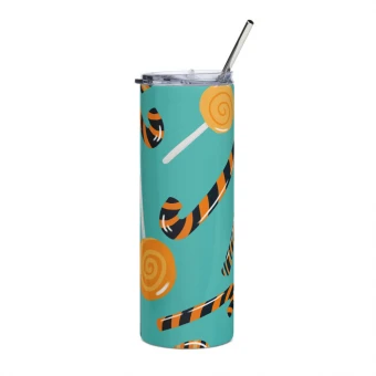 Halloween Candy Cane Stainless Steel Tumbler