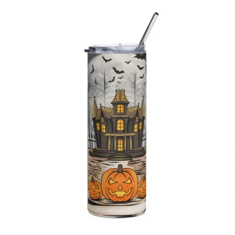Halloween House Pumpkin Stainless Steel Tumbler