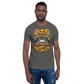 Happy Halloween Skulls Pumpkin Unisex T-Shirt