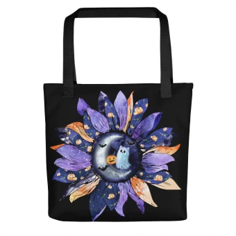 Sunflower Halloween Tote Bag