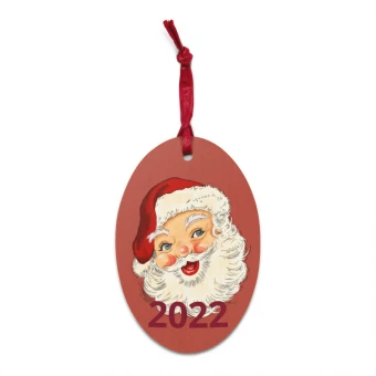 Vintage Santa 2022 Wooden Ornaments