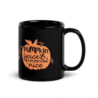 Stressed Blessed Pumpkin Black Glossy Mug