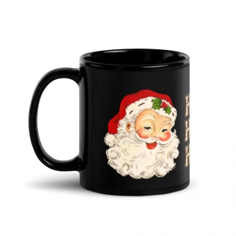 Ho Ho Ho Santa Black Glossy Mug