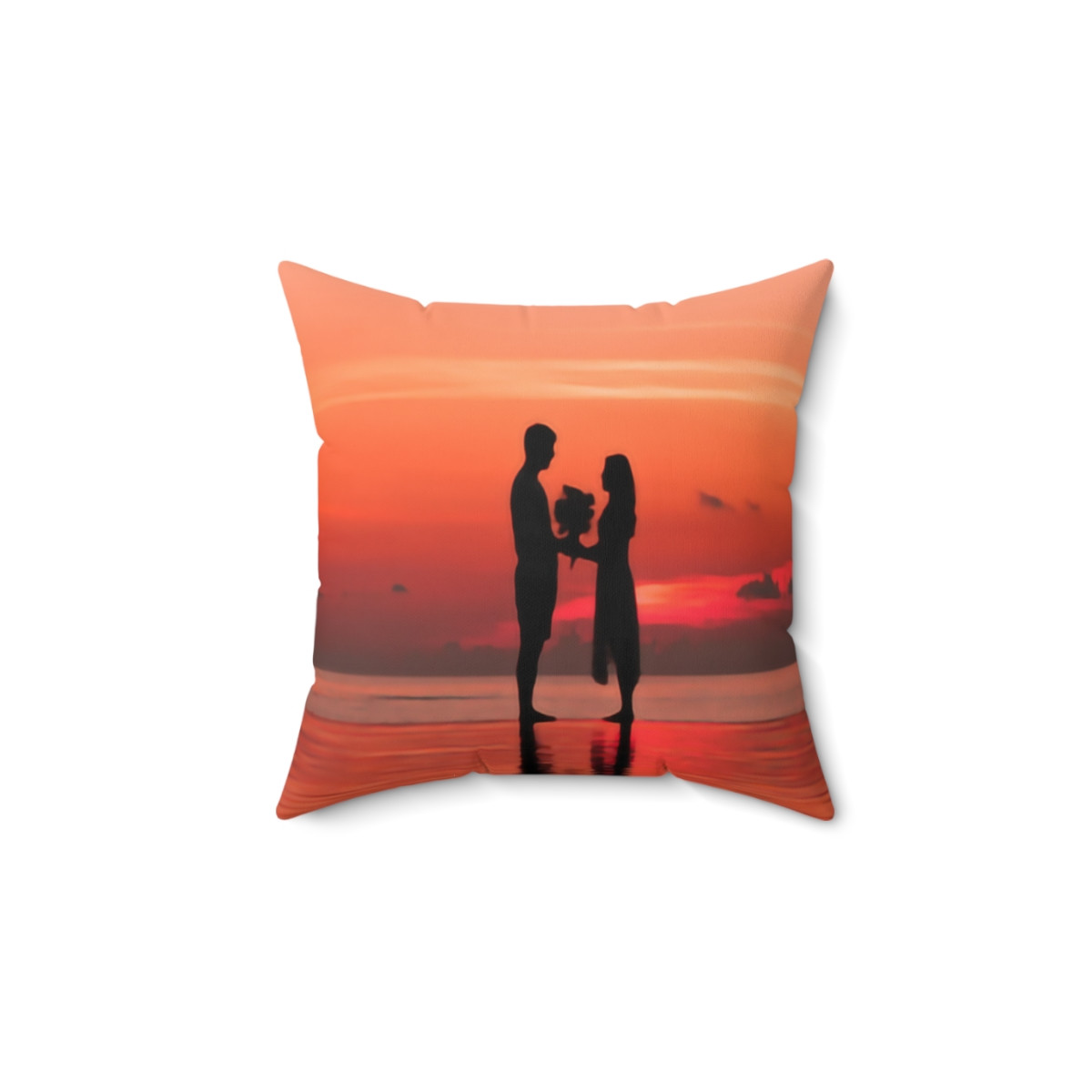 Beach at Sunset Love and flowers Pillow Spun Polyester Square Pillow