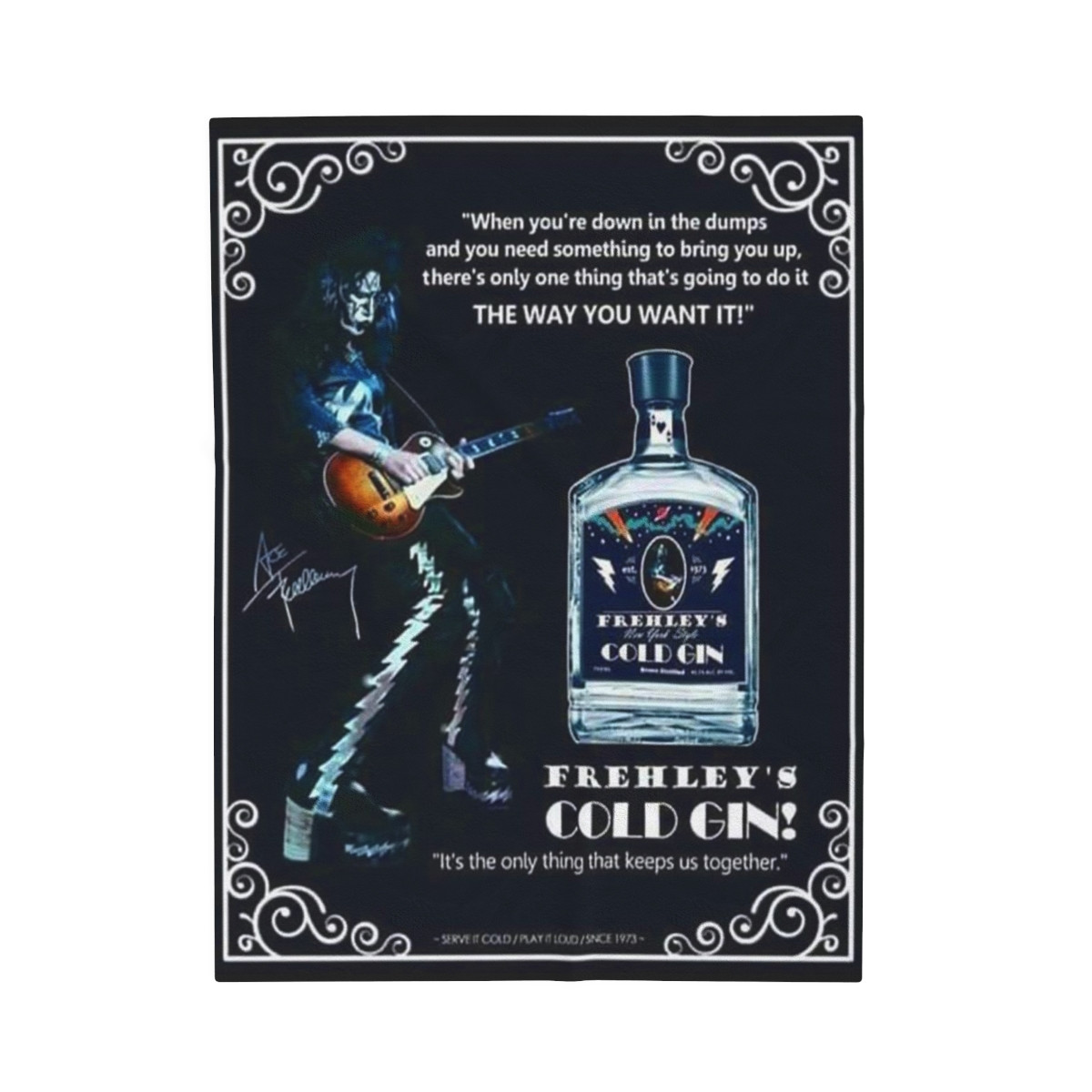 KISS Frehley Cold Gin faux advert 1 Velveteen Plush Blanket