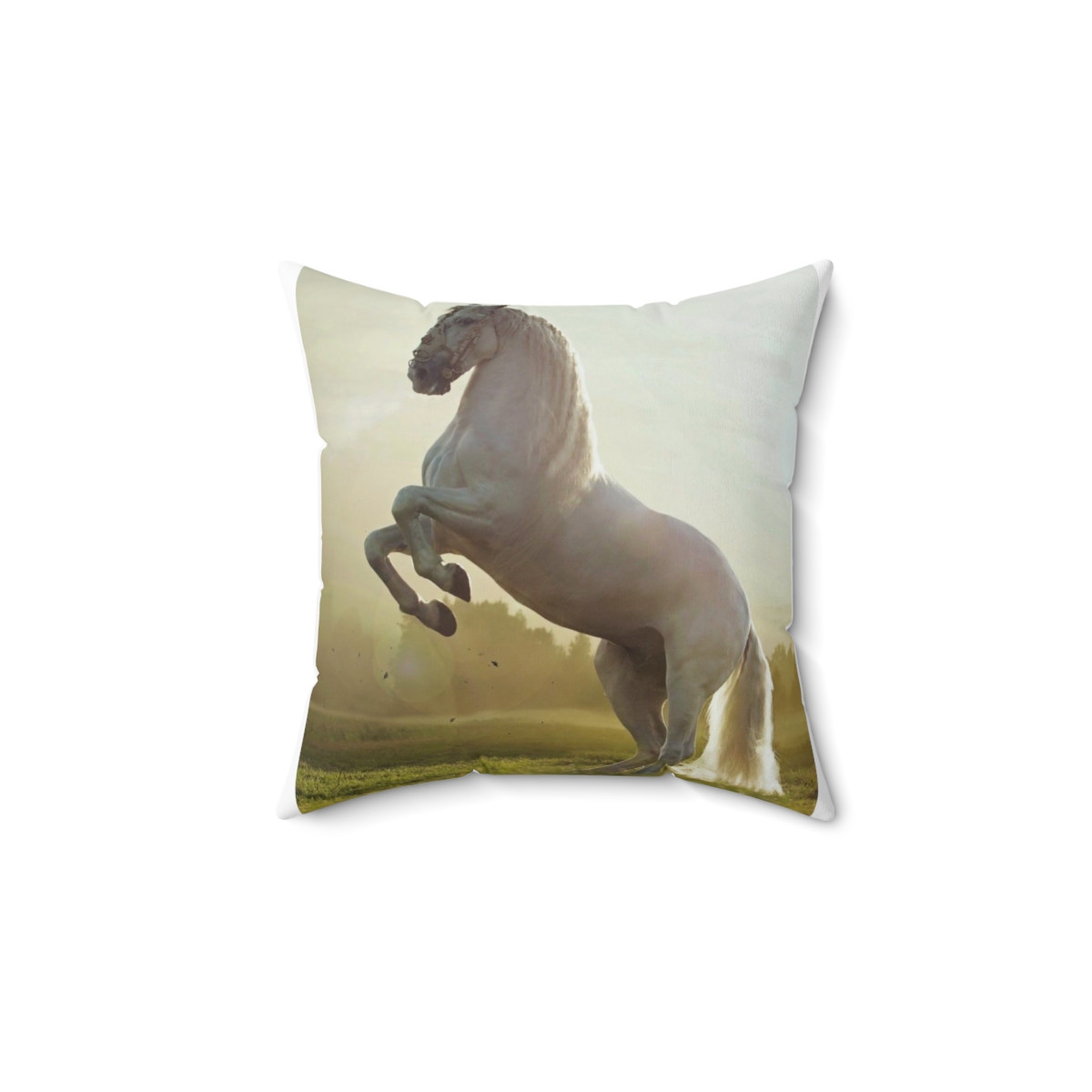 Beautiful White Horse Pillow Spun Polyester Square Pillow