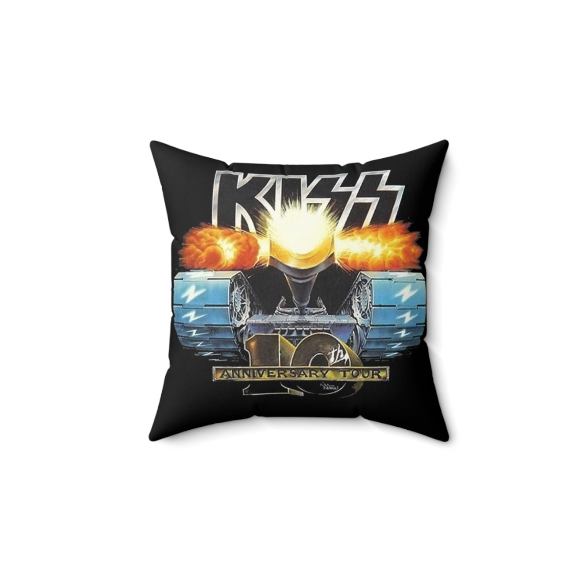 KISS TANK 10th Anniversary Creatures Of The Night Spun Polyester Square Pillow