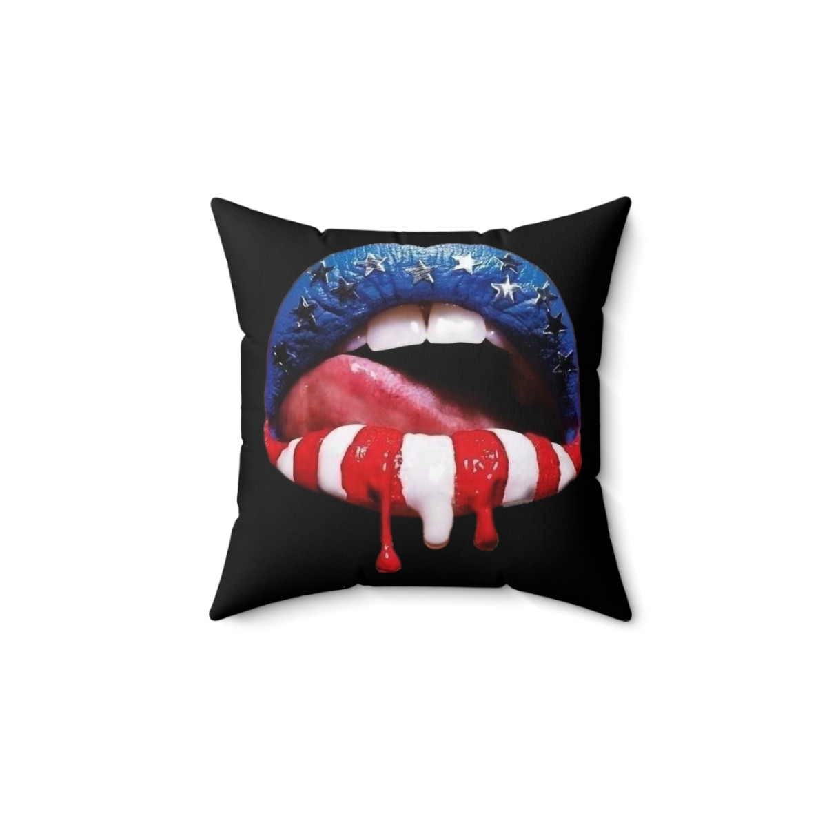 Hot red white and blue lips Spun Polyester Square Pillow gift