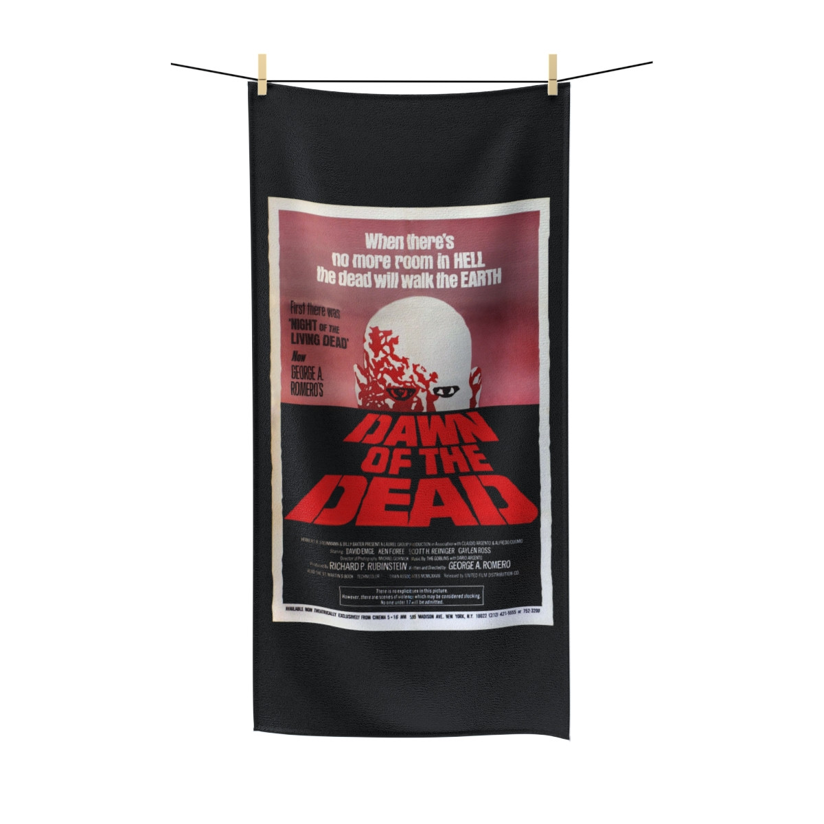 Dawn of the Dead Movie Poster on Black Polycotton Towel