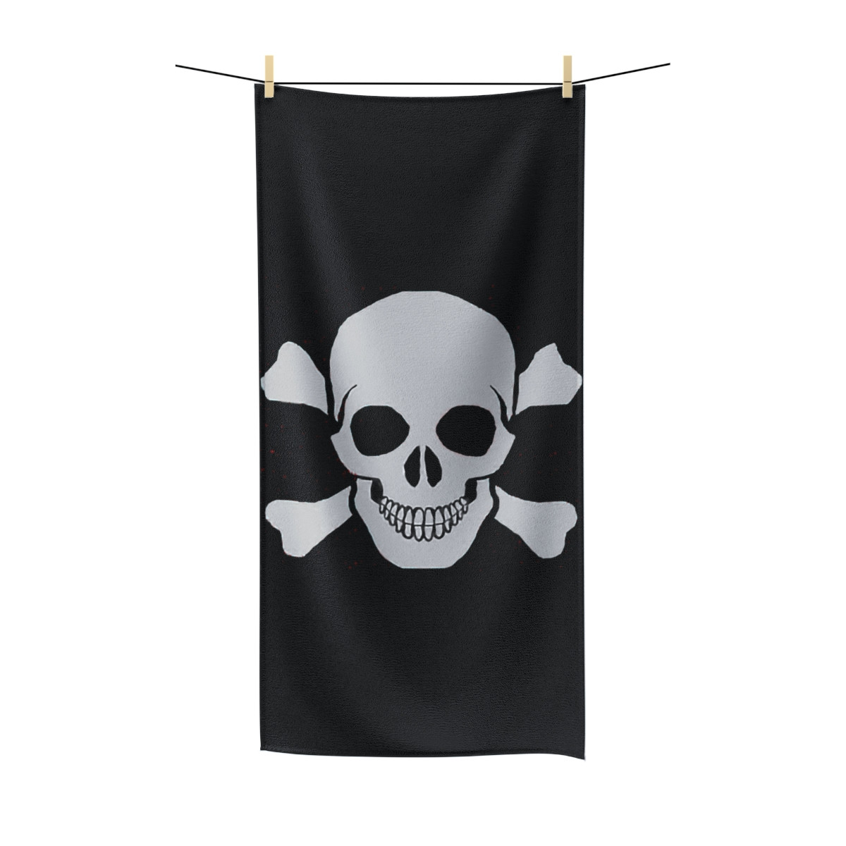 Skull And Cross Bones number 1 on Black Polycotton Towel