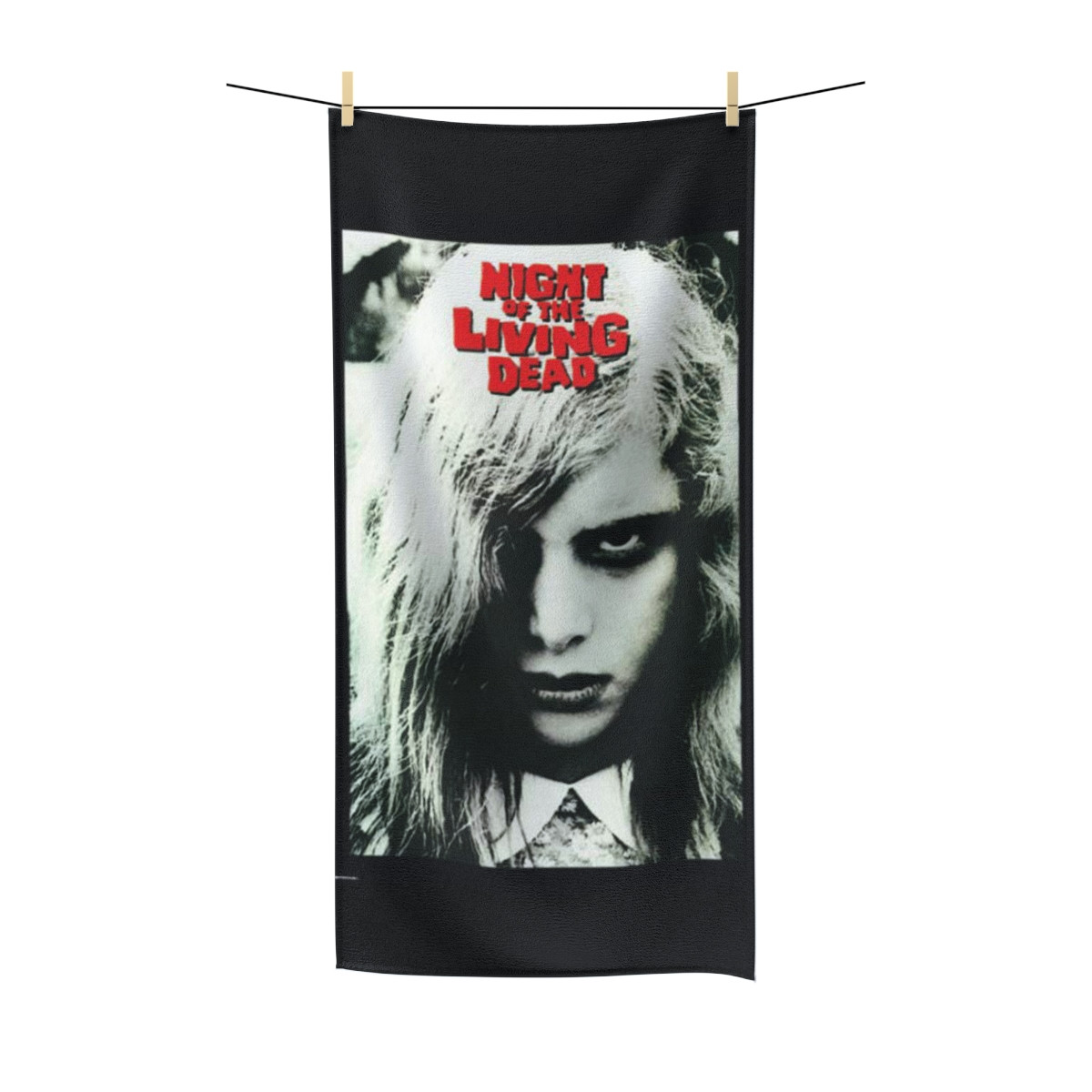Night Of The Livind Dead on Black Polycotton Towel