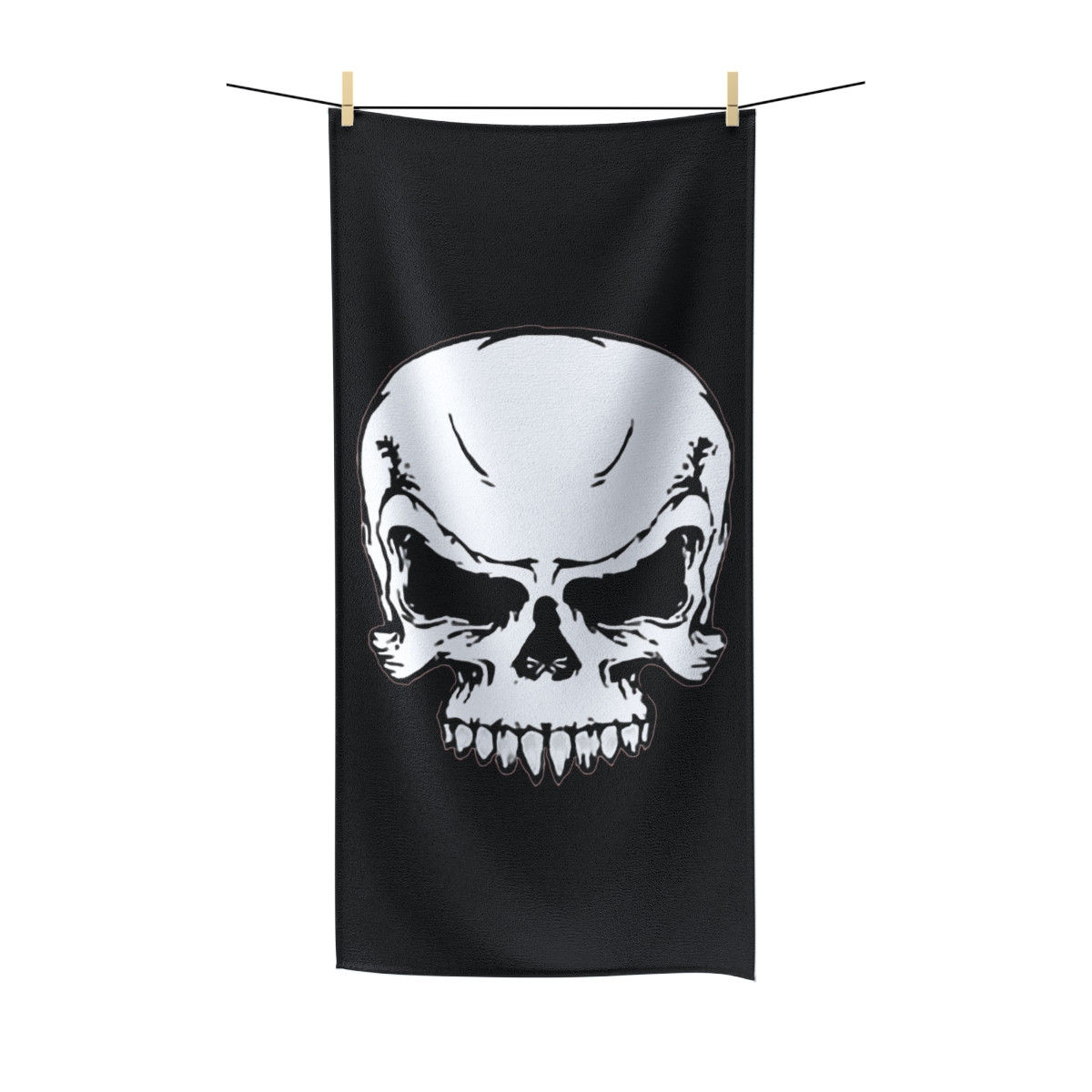 Evil Skull on Black Polycotton Towel