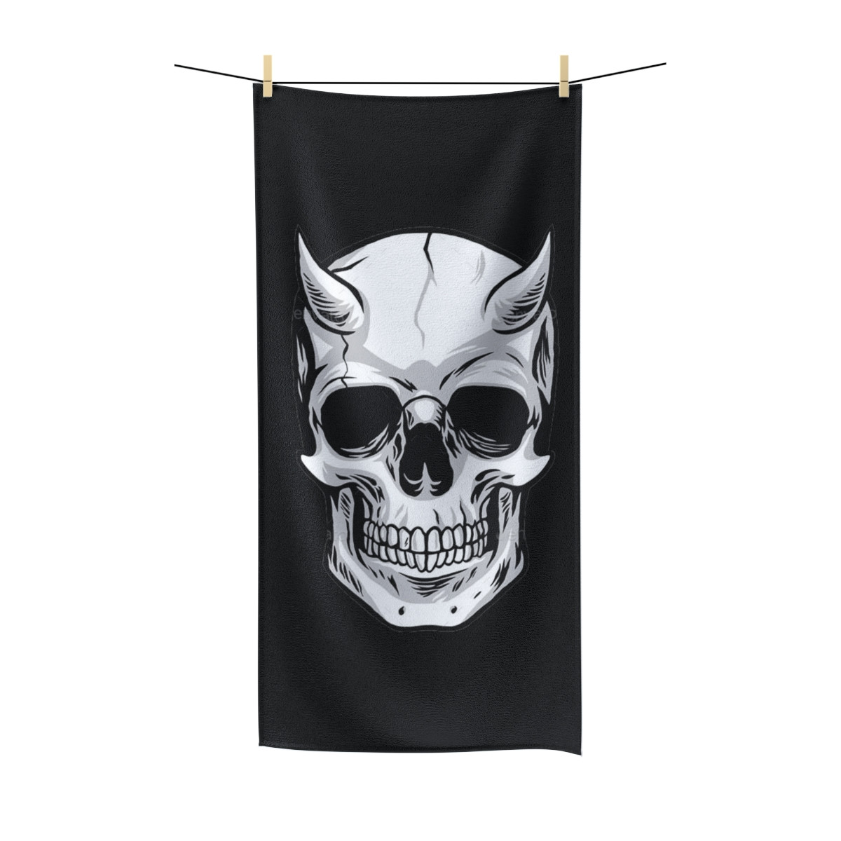 Demon  Skull on Black Polycotton Towel