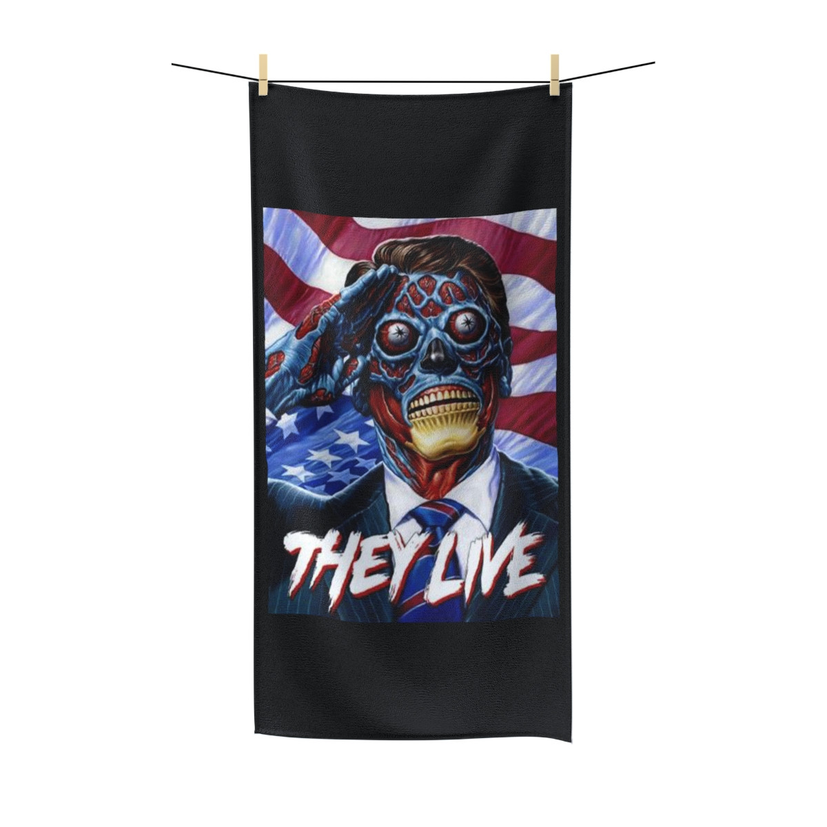 They Live on Black Polycotton Towel