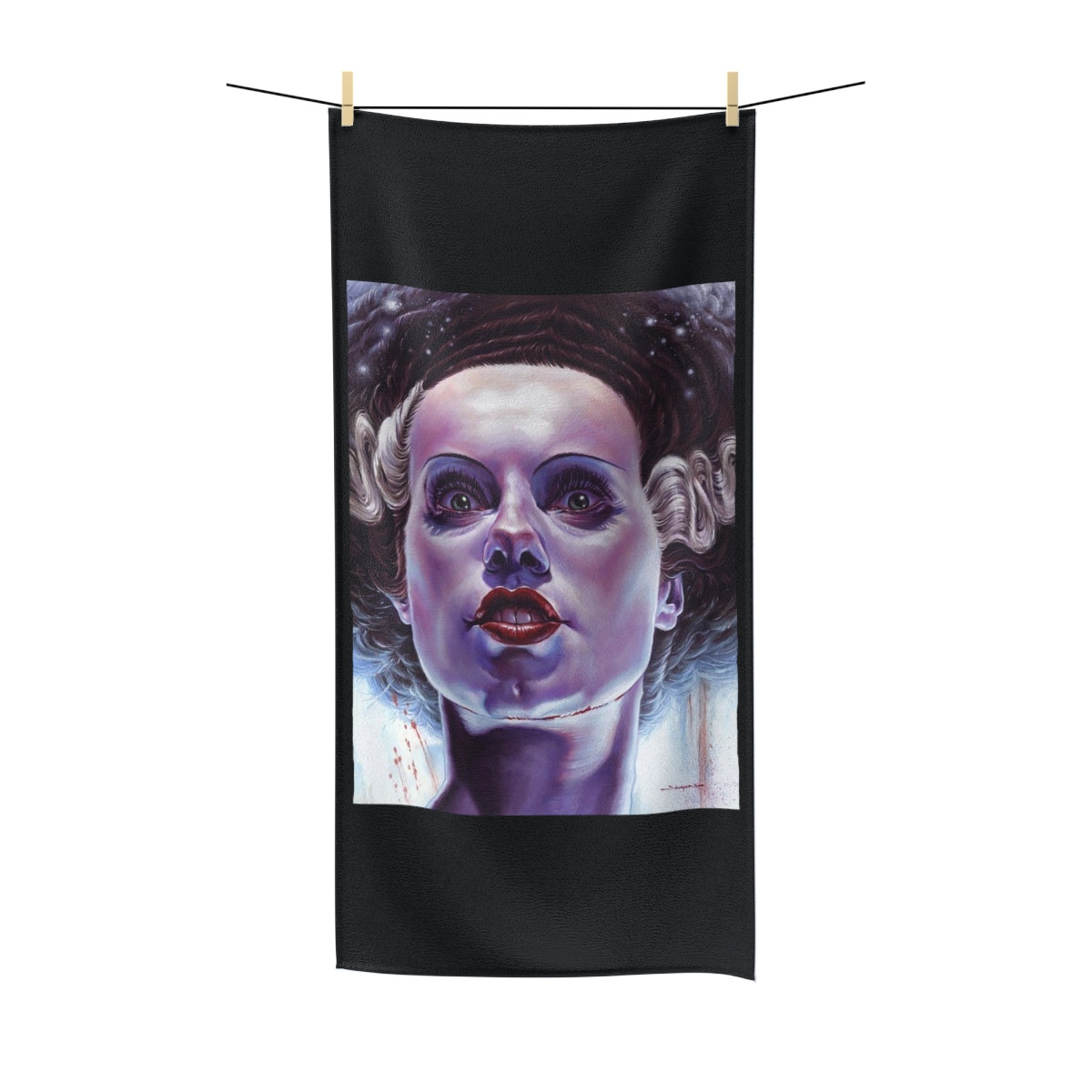 The Bride on Black Polycotton Towel