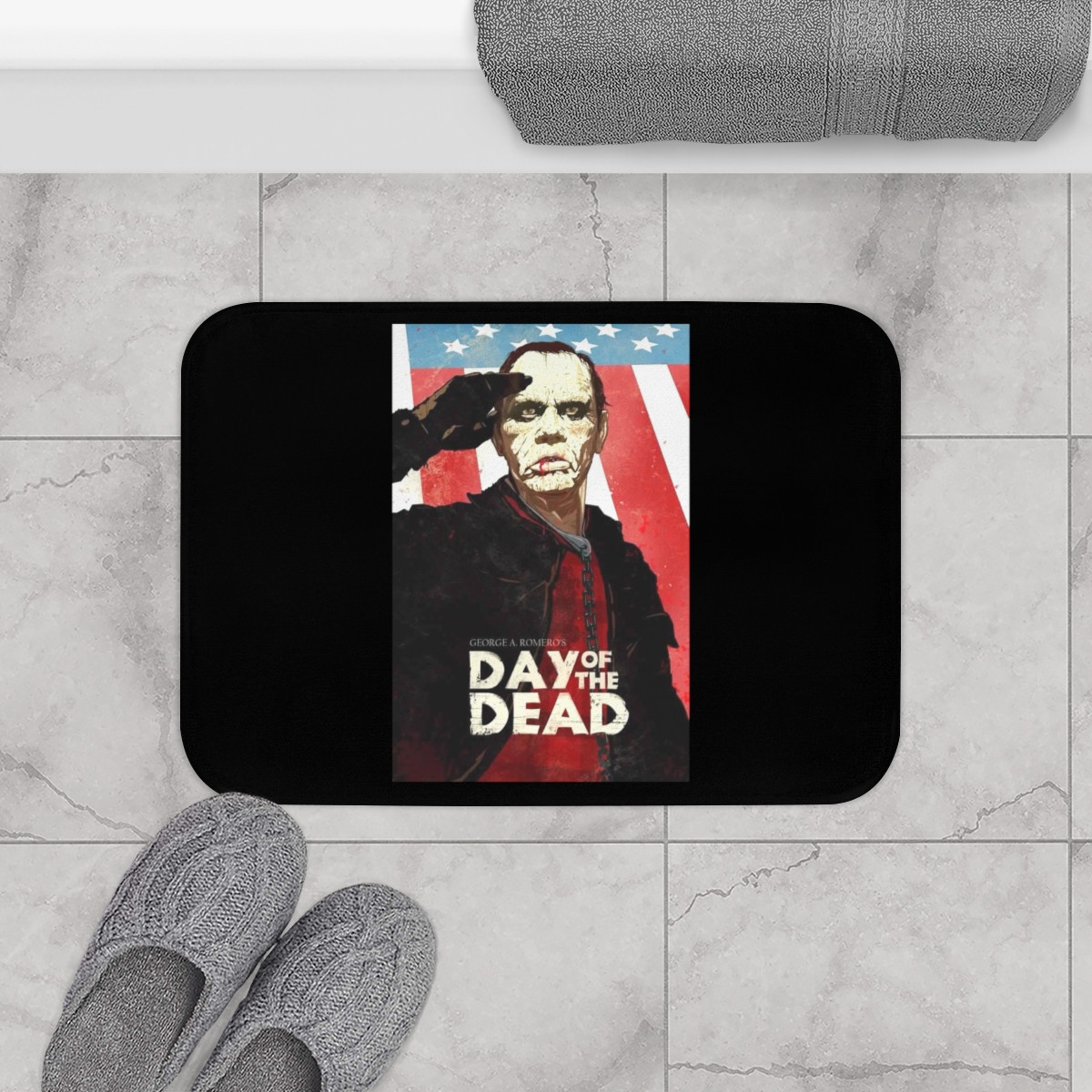 Day of the DeadBud Salutes Movie Poster on Black Bath Mat