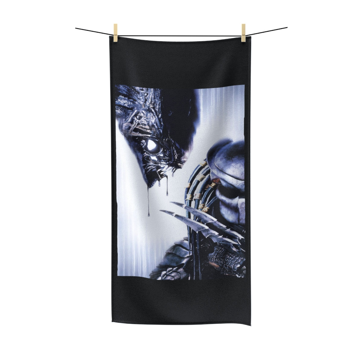 AVP Alien Verses Preditor on Black Polycotton Towel