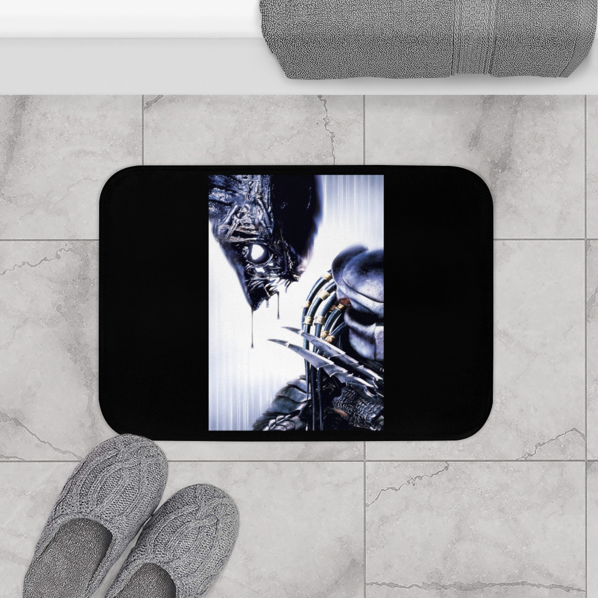 AVP Alien Verses Preditor on Black Bath Mat