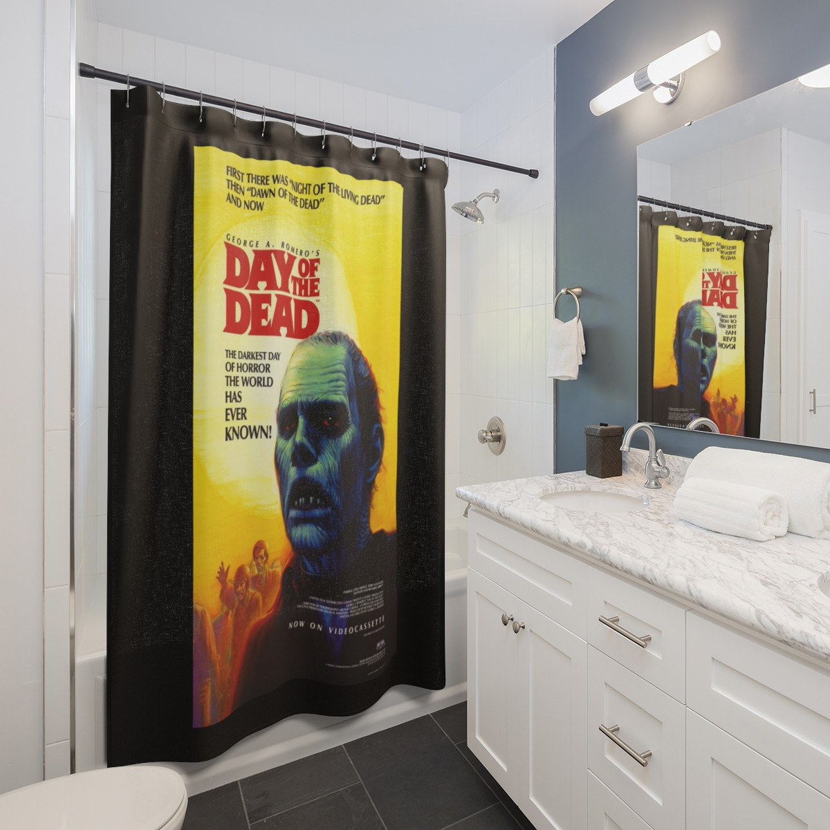 Day of the Dead Movie Poster on Black Shower Curtains