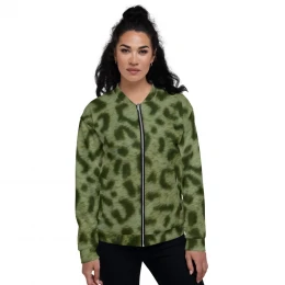 GREEN LEOPARD - Unisex Bomber Jacket Sizes SX - 3XL