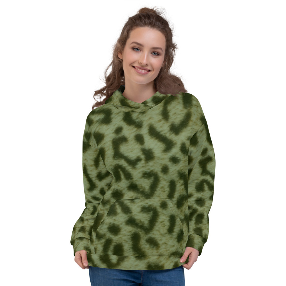GREEN LEOPARD - Unisex Hoodie Sizes XS - 3XL
