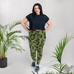 GREEN LEOPARD - Leggings Plus Size 2XL - 6XL