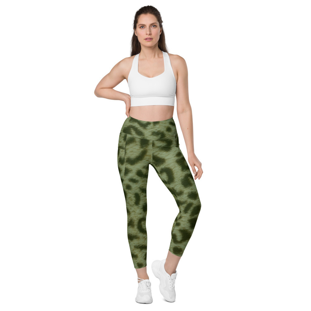 GREEN LEOPARD - Leggings with pockets Sizes 2XS - 6XL