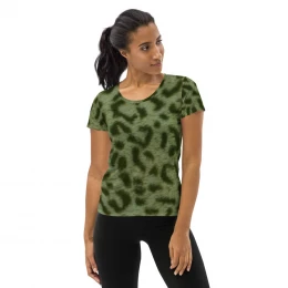 GREEN LEOPARD - Women's Athletic T-shirt Sizes XS - 3XL