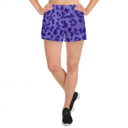 BLUE LEOPARD - Women's Athletic Short Shorts
