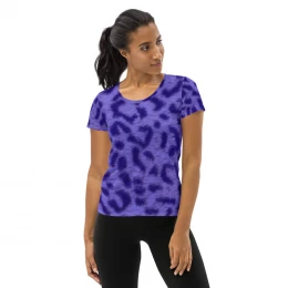 BLUE LEOPARD - All-Over Print Women's Athletic T-shirt