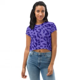 BLUE LEOPARD - All-Over Print Crop Tee
