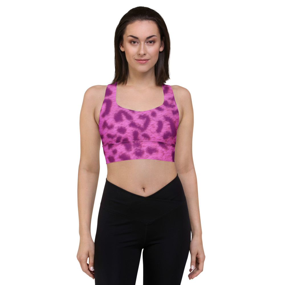 PINK LEOPARD - Longline sports bra