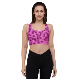 PINK LEOPARD - Longline sports bra