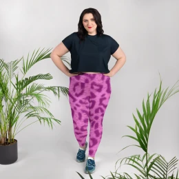 PINK LEOPARD - All-Over Print Plus Size Leggings
