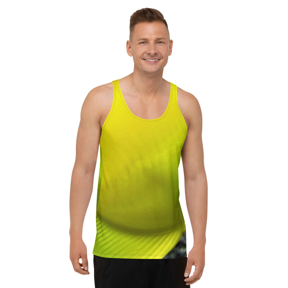 Yellow -Bright Fishing Design - Unisex Tank Top