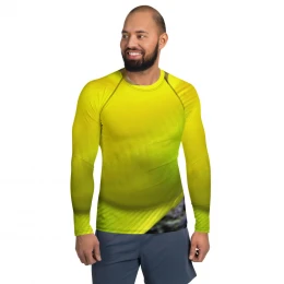 Yellow -Bright Fishing Design - Men's Rash Guard