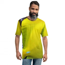 Yellow -Bright  Fishing Design-Men's t-shirt