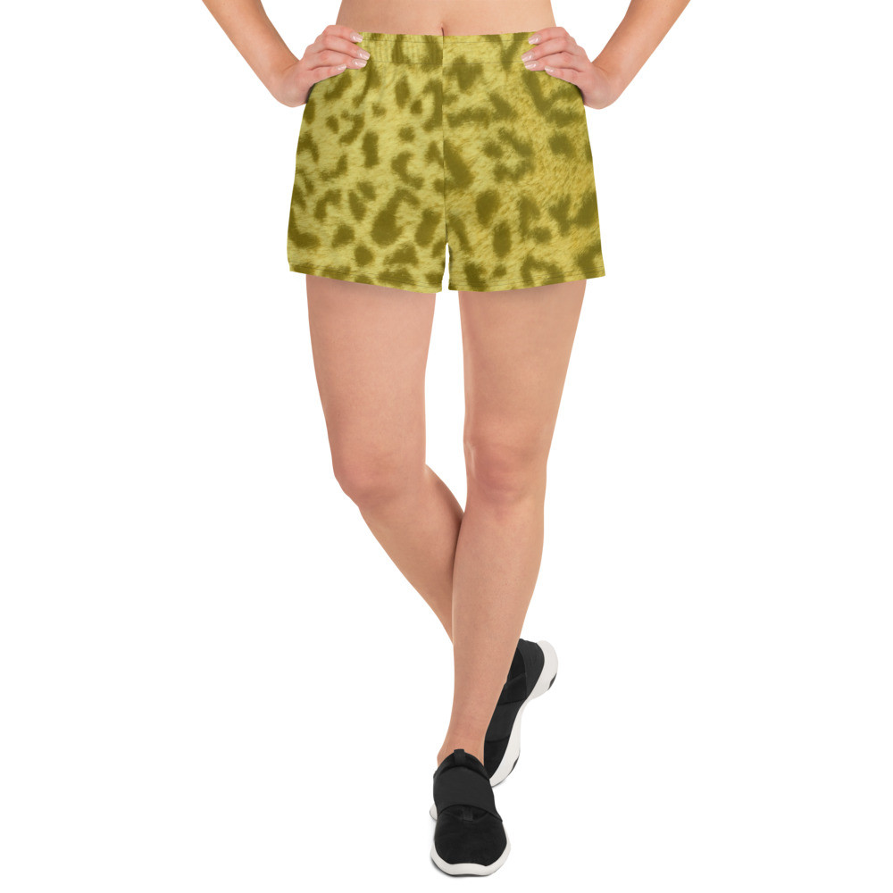 YELLOW LEOPARD - Women's Athletic Short Shorts Size XS to 3XL