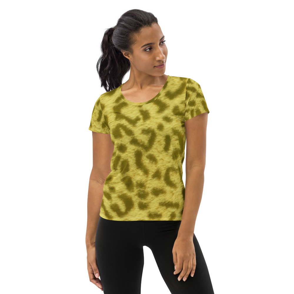 YELLOW LEOPARD - All-Over Print Women's Athletic T-shirt Size XS to 3XL