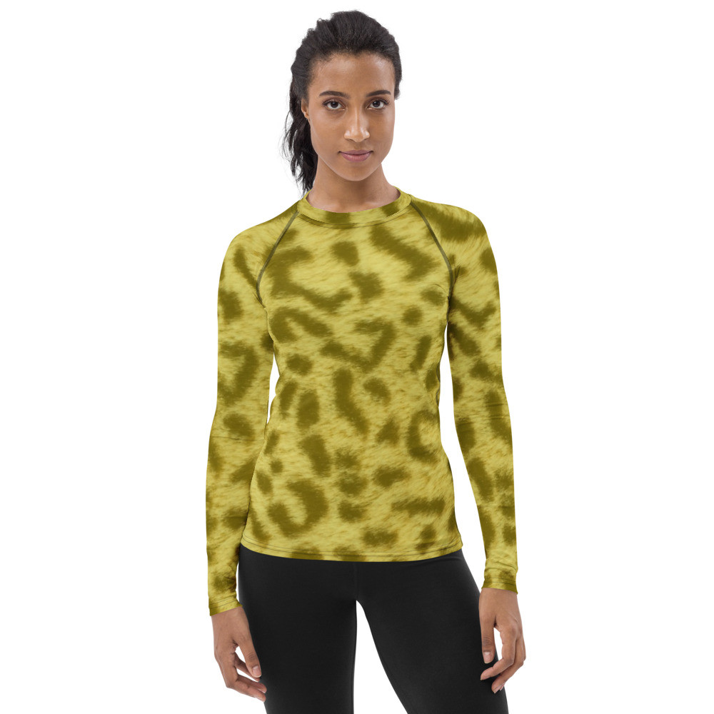 YELLOW LEOPARD - Women's Rash Guard Size XS to 3XL