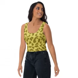 YELLOW LEOPARD - Crop Top Size XS to XL