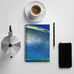 Blue Gold Fishing Design - Spiral notebook