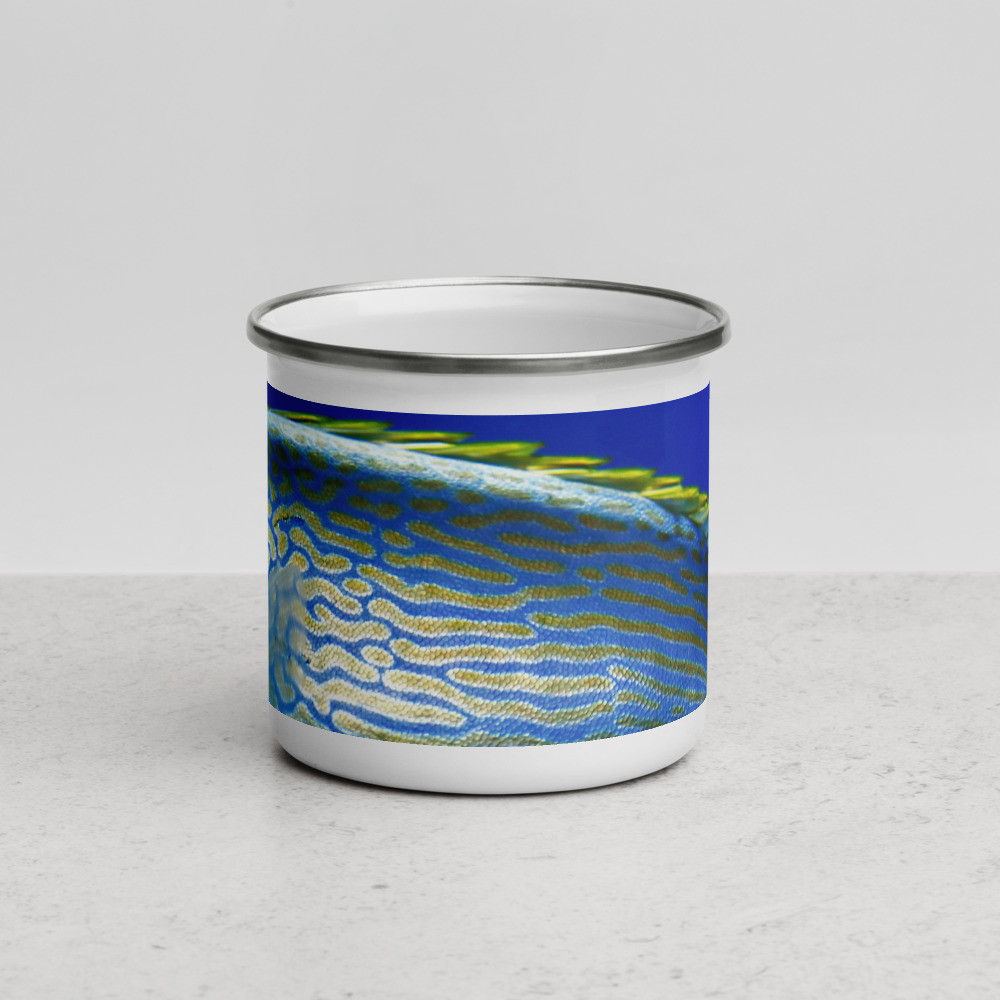 Blue Gold Fishing Design - Enamel Mug