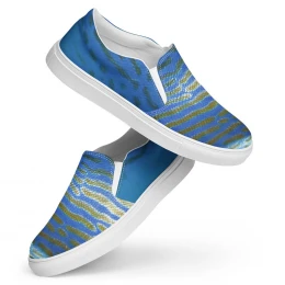 Blue Gold Fishing Design - Women’s slip-on canvas shoes