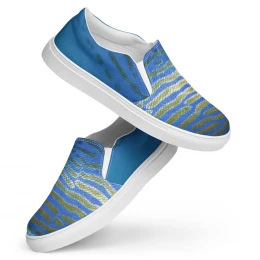 Blue Gold Fishing Design - Men’s slip-on canvas shoes