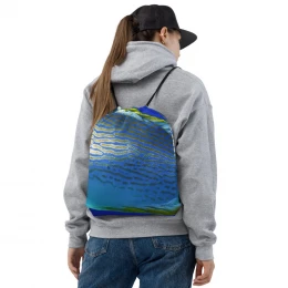 Blue Gold Fishing Design - Drawstring bag