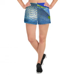Blue Gold Fishing Design - Women's Athletic Short Shorts